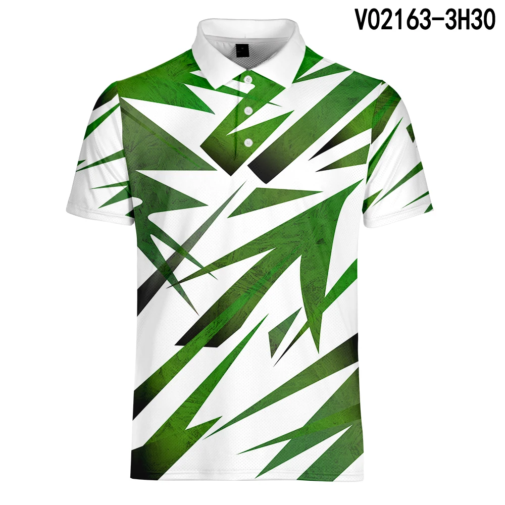 WAMNI 3D рубашка поло спортивная свободная полосатая теннисная Повседневная 3D печать забавная Мужская Уличная Геометрическая быстросохнущая футболка поло - Цвет: V02163