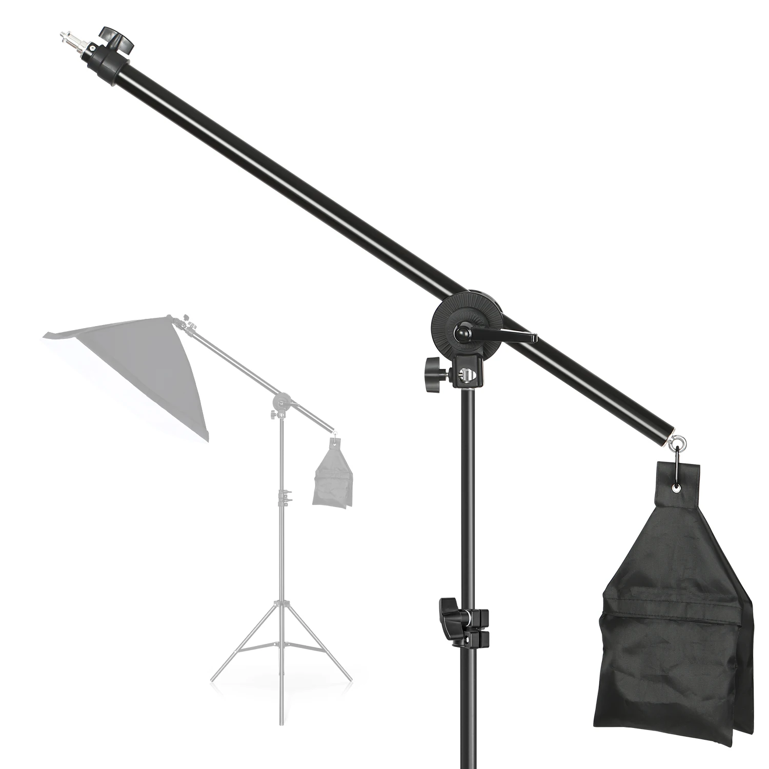 Adjustable Tripod Boom Arm for Light Stand with Sandbag Extend to 135cm