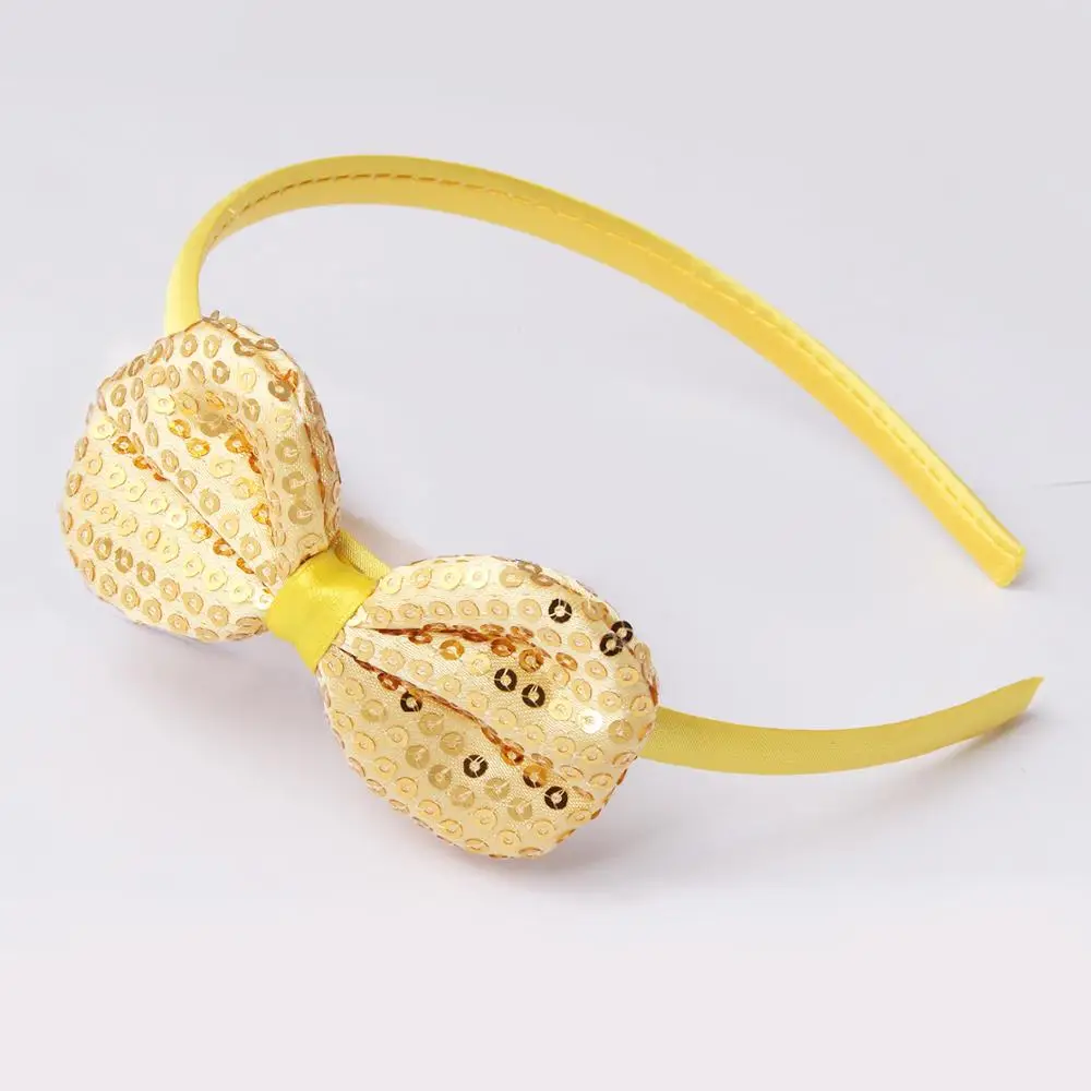 Yellow headband Meimile резинки для волос для девочек, банты, Детские аксессуары для волос для принцессы, повязка на голову с блестками для девочек, подарки на день рождения - Цвет: Yellow headband