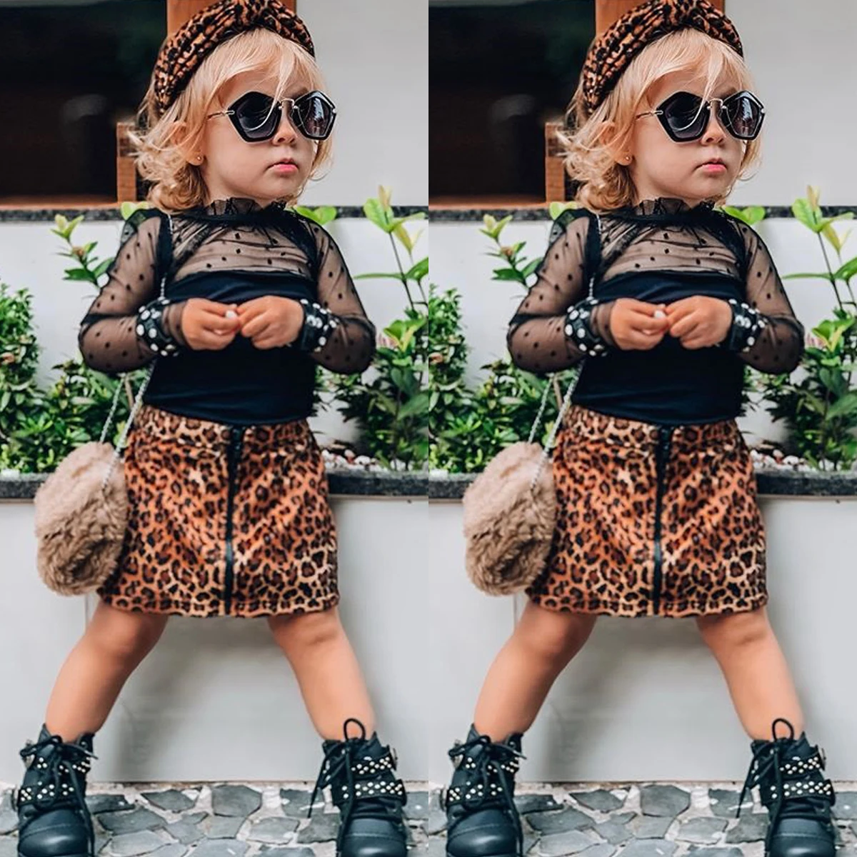 Mode ≥ter Baby Meisje Luipaard/кружевные топы с принтом Kleding Ruches, футболка Rok, тренировочный костюм, От 1 до 6 лет
