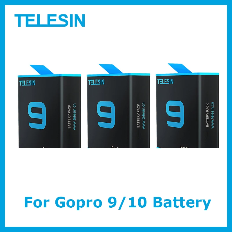 TELESIN для GoPro 9 10 Аккумулятор 1750 мАч запасная батарея Hero Черные Аксессуары