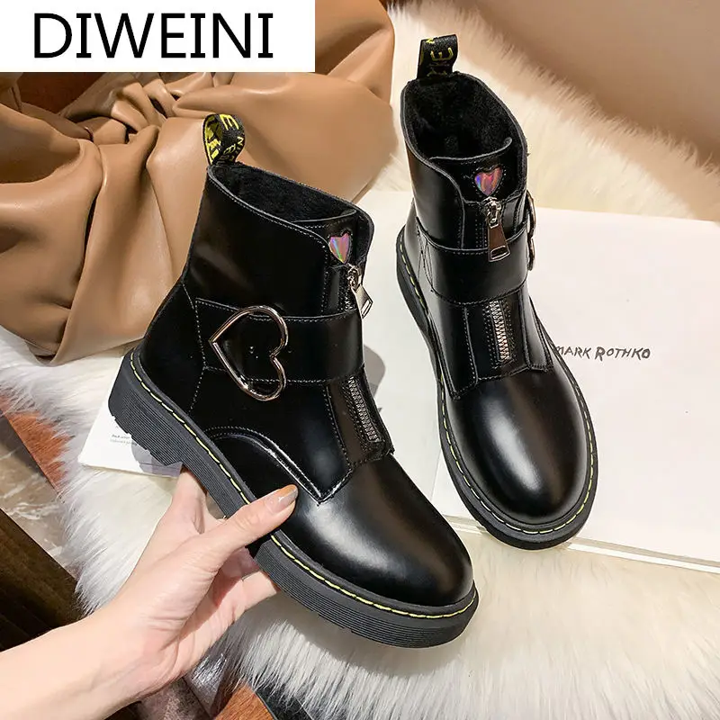 

2020 New Fashion Winter Boots Women Thick Platform Zipper Ankle Boots Motorcycle Short Boots Women Zapatos De Mujer Botas Mujer
