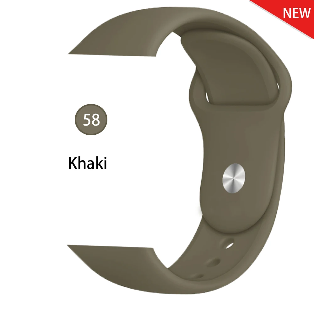 Khaki Ремешок для Apple Watch 38 мм 42 мм iWatch 4 ремешка 44 мм 40 мм спортивный силиконовый ремень браслет Apple watch 5 4 3 2 Аксессуары для ремешка - Цвет ремешка: Khaki