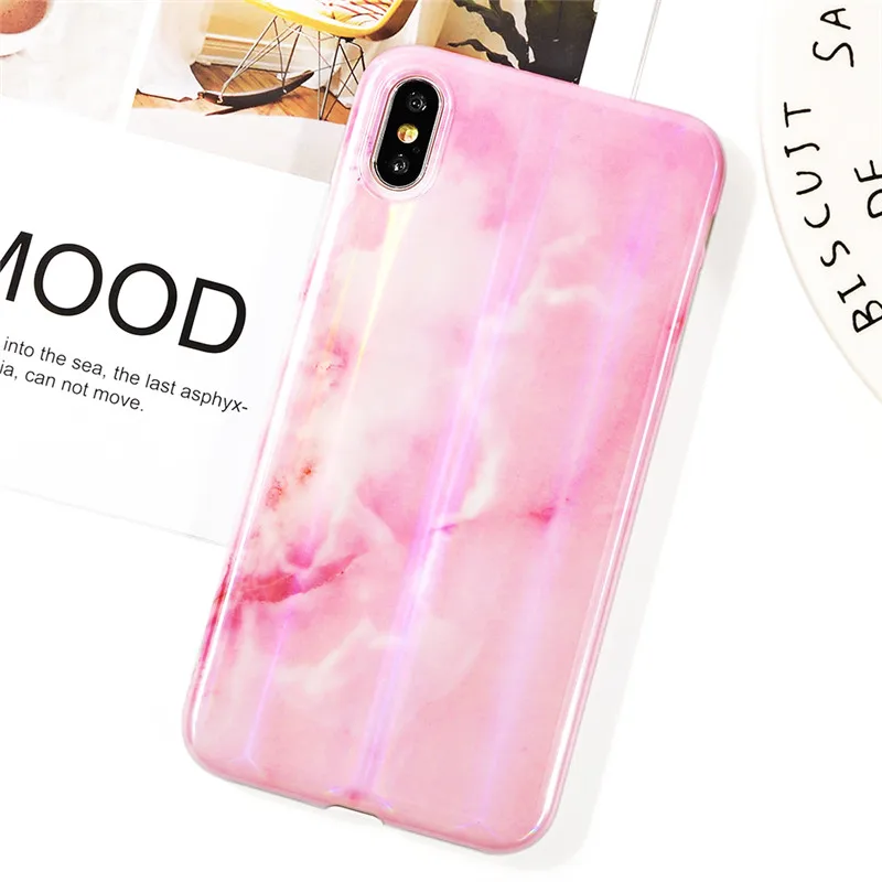 Глянцевый лазерный мраморный чехол для iphone X XS Max, мягкий силиконовый чехол для iphone 6, 6s, 7, 8, 7 plus, задняя крышка для телефона - Цвет: T11