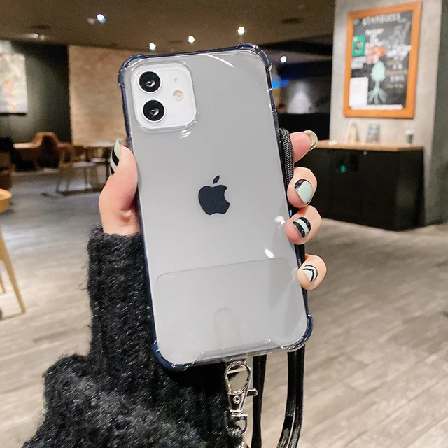 Crossbody Lanyard Transparent Phone Case For iPhone 12Pro 11Pro Max XR