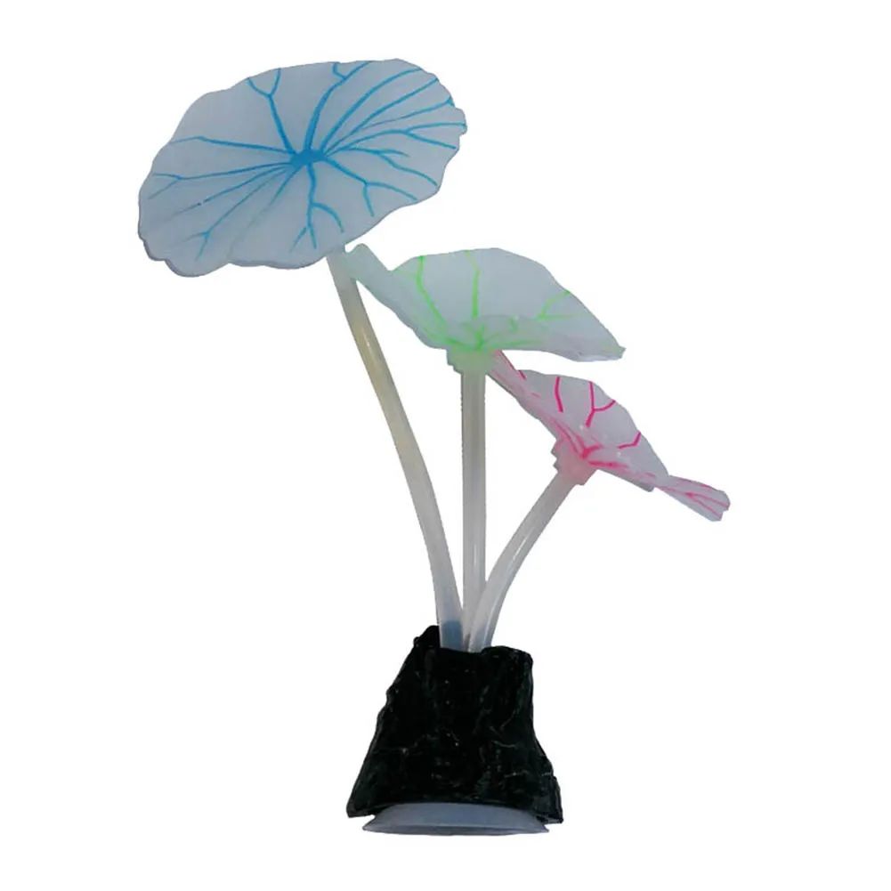 Silicone Simulated Plant Fluorescent Aquarium Decoration with Sucker