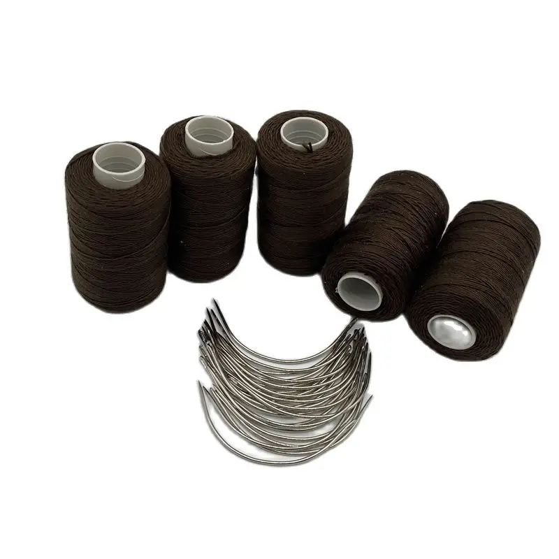Lace Wig Needles Thread needle kit 25 pcs C curved needle 5 rolls BLACK Hair Weaving Thread Cotton Sewing