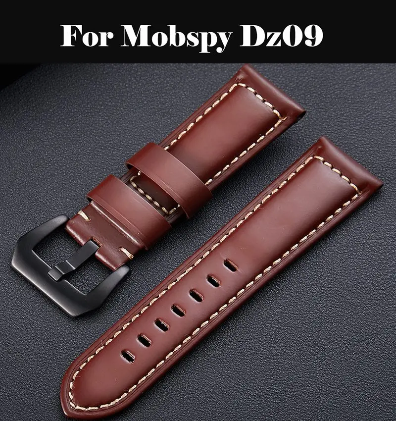 

Genuine Leather Watch Band Strap for Watchband size 16 18 19 20 21 22 24 mm Black Watch wristband Bracelet For Mobspy Dz09