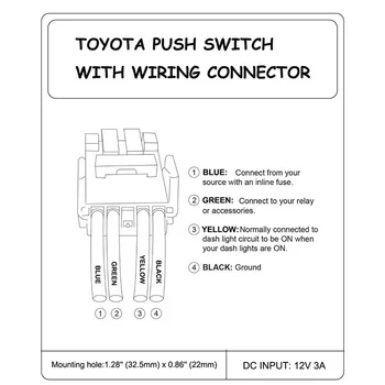 

3Amp Push Button Switch 12V Car For Toyota Hilux Prado RAV4 Landcruiser Replacement Parts Accessories New