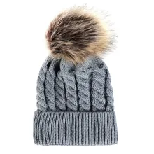 Зимние женские шапки, теплая Кепка с помпонами, толстые женские шапки для женщин, вязанные шапки-бобы, женские шапки бини#2