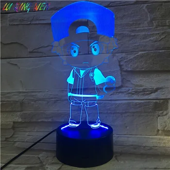 

Pokemon Go Ash Ketchum Figure Kid Night Light LED Bedside Atmosphere Colorful Night Light Child Holiday Gift 3D Lamp Ash Ketchum