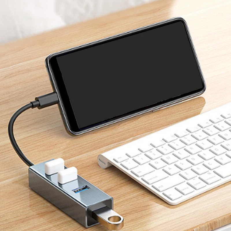 Алюминиевый Высокоскоростной USB разветвитель 4 в 1 с несколькими портами 3