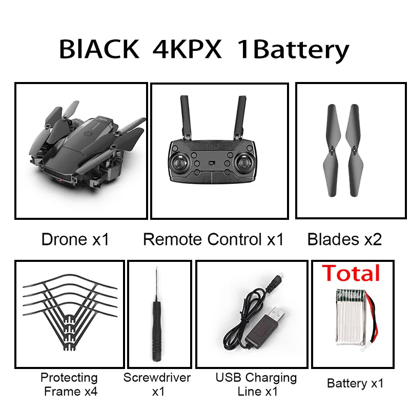 XKJ Дрон F84 WiFi Дрон длительный срок службы батареи RC складной Квадрокоптер 4K HD аэрофотосъемка игрушки на дистанционном управлении - Цвет: Black 4K 1B