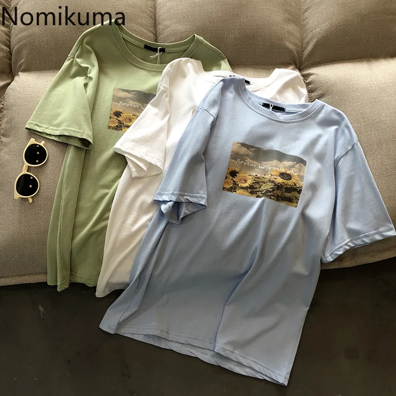 Женская футболка с коротким рукавом и круглым вырезом Nomikuma Корейская