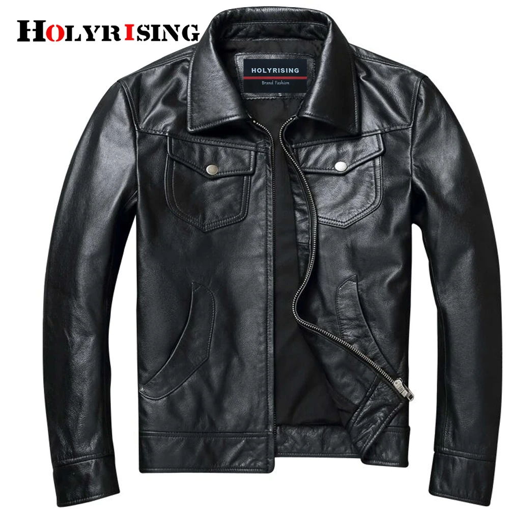 Chaqueta de piel auténtica para hombre, abrigo de piel de vaca, para Moto