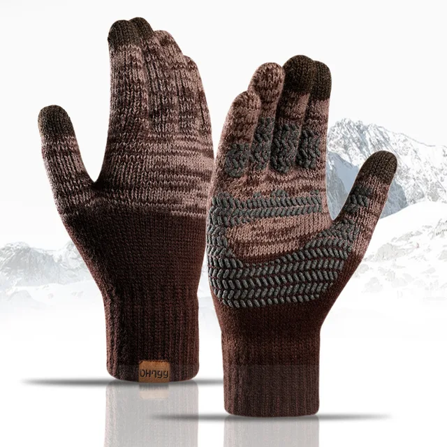 Guantes de lana para pantalla táctil para hombre y mujer, manopla cálida para conducir al aire libre, a prueba de frío, Invierno