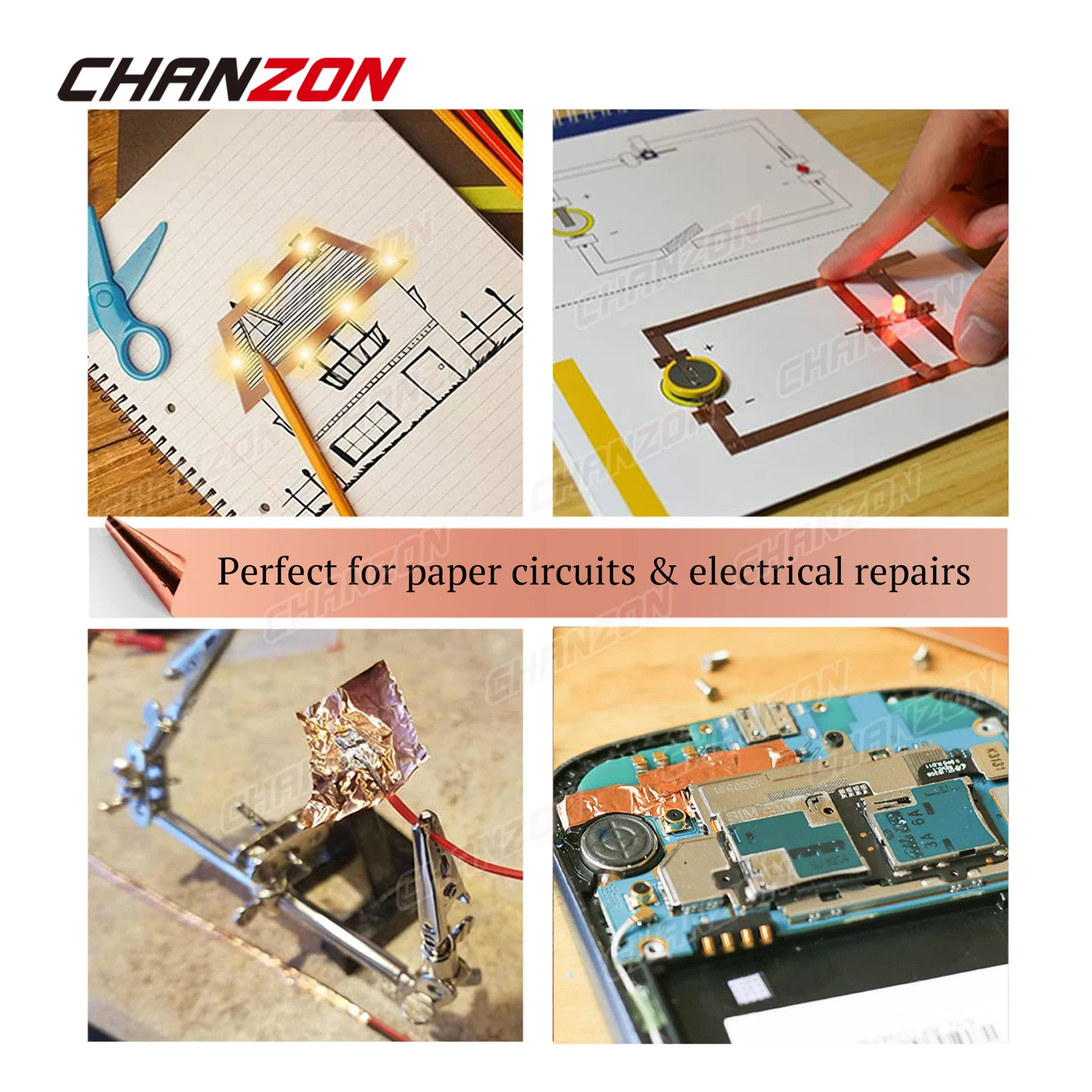 Nastro In Rame Biadesivo Conduttivo 6,3mm X 20m - 2 Rotoli Con Raschietto Per Vetrate E Riparazioni Elettriche - Foto 6