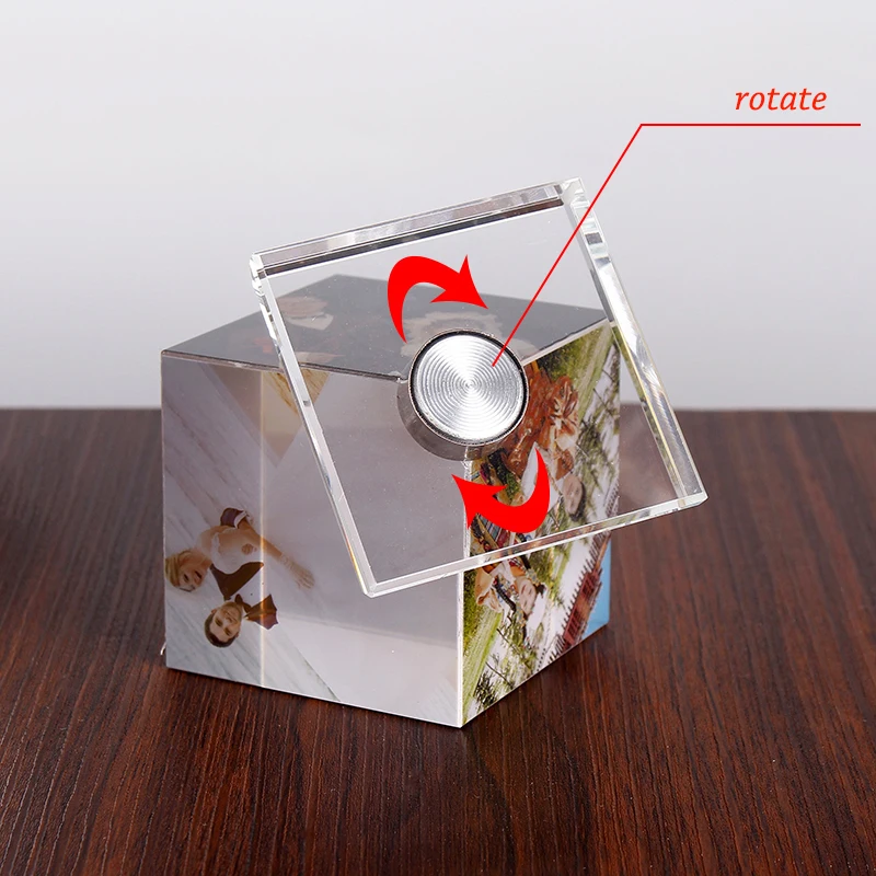 Personalized Customization Crystal Cube Shape Photo Album Glass Figurines Graduation Wedding Souvenir Home Decor Christmas Gifts 3