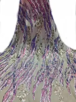 

on sale nigerian lace fabric unique ZH-99511 french net fabric with sequins