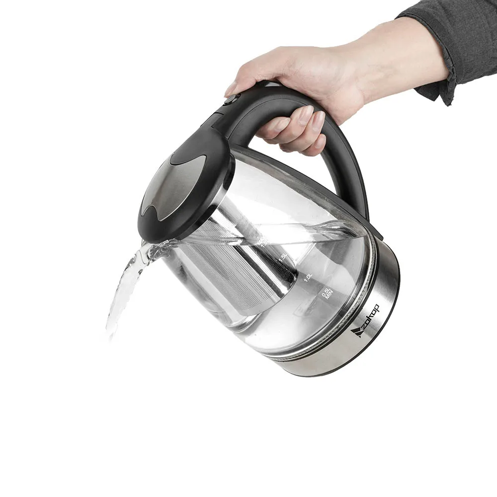 

220V 2200W 1.8L Electric Glass Kettle 7Colors Coffee Instant Macaroni Cooker With Mesh Filter Household Heating Kettle UK Plug
