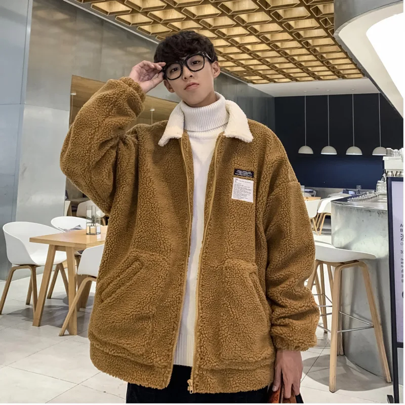

Men's cotton coat 2019 autumn and winter new lamb hair warm cotton clothes youth personality fashion trend men's clothing