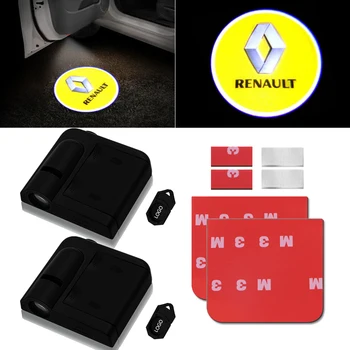 

2pcs Wireless Led Car Door Welcome Laser Projector Logo ghost shadow lights For Renault Clio Laguna 2 Megane 2 3 Duster Logan