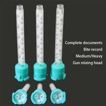 

50pcs Mixing Tube Curved nozzle Disposable Dental Curing Mixing Tips 1:1 Bleach Resin Hardener Dental Impression Material