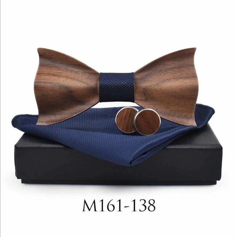 JIN & JU 2019 новейший 3D деревянный галстук-бабочка галстук носовой платок круглый набор запонок модный деревянный галстук-бабочка свадебный