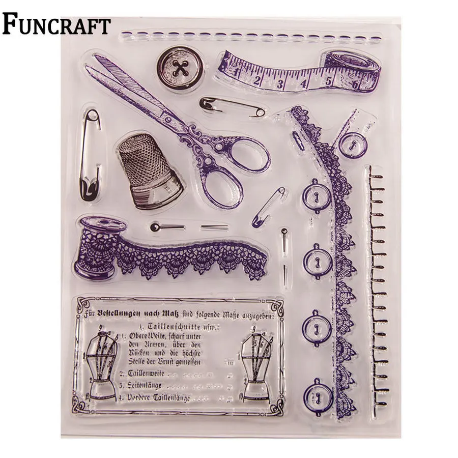 Vintage Scissors Clock Grape Stand Buttons Tape Measure Clear Rubber Stamps for Scrapbooking Card Making Easter | Дом и сад