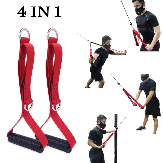 1 Pair Gym Resistance Bands Handles Anti slip with D ring Pull Rope Cable Machine Attachment