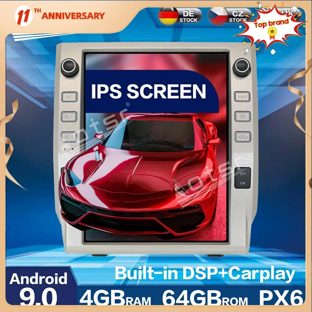 

For Toyota Tundra 2014 +Tesla Screen PX6 Android 9.0 Car Radio Player GPS Navigation Auto Stereo Multimedia DSP Carplay SIM Slot
