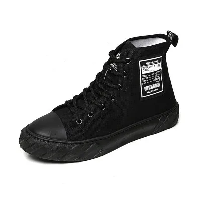 ISOOJOG high-top sports men's shoes vulcanized shoes Hommes white canvas shoes men's sports shoes men TênisMasculino leisure - Color: Black