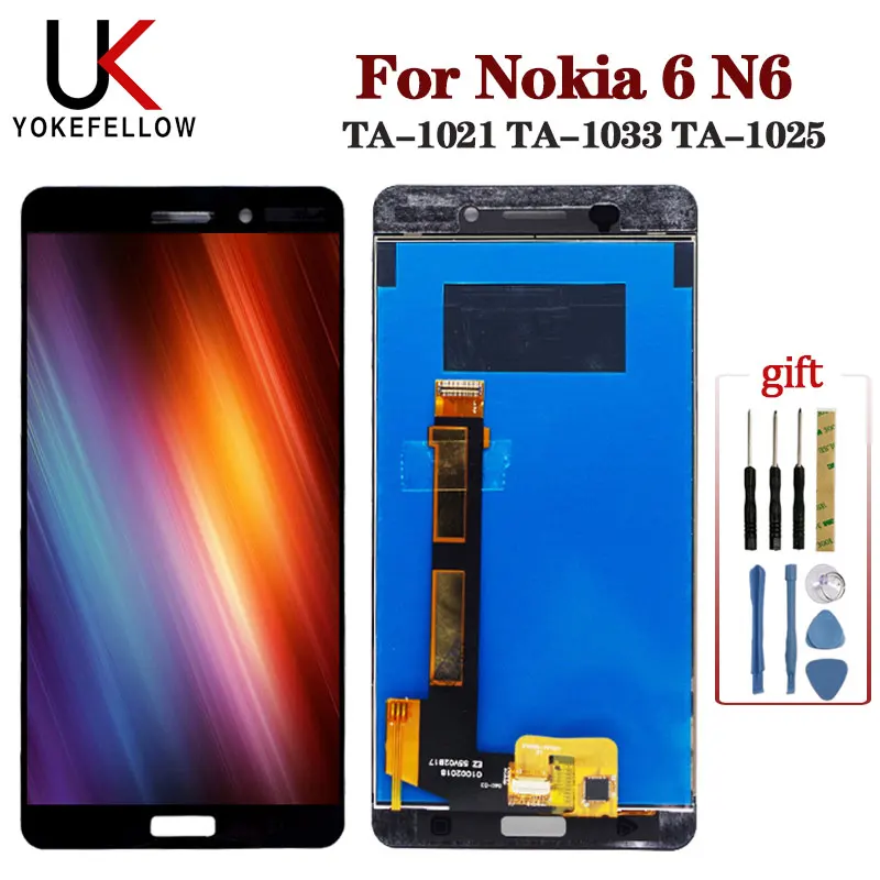 ЖК дисплей для Nokia 6 N6 TA 1021 1033 1025 с дигитайзером сенсорный экран в сборе 6|Экраны