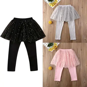 

UK Kid Baby Girls Pants Stretchy Bottoms Trousers Lace Tutu Skirt Leggings 2-7Y