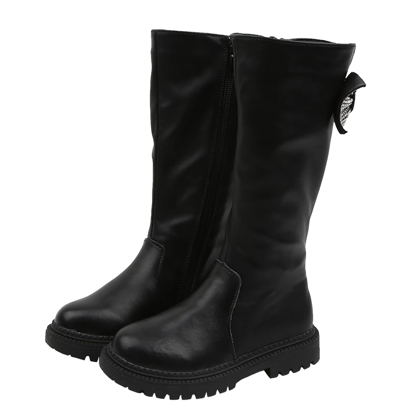

Winter Fashion Girls Princess Boots Knee-high Martin Boots Kids Snow Booties Child Female Leather Shoes Rhinestone Bow SX196