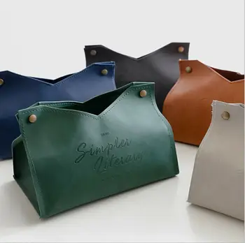 

Leather Tissue Box Holder Cover Napkin Case Table Car Room Office Elegant New