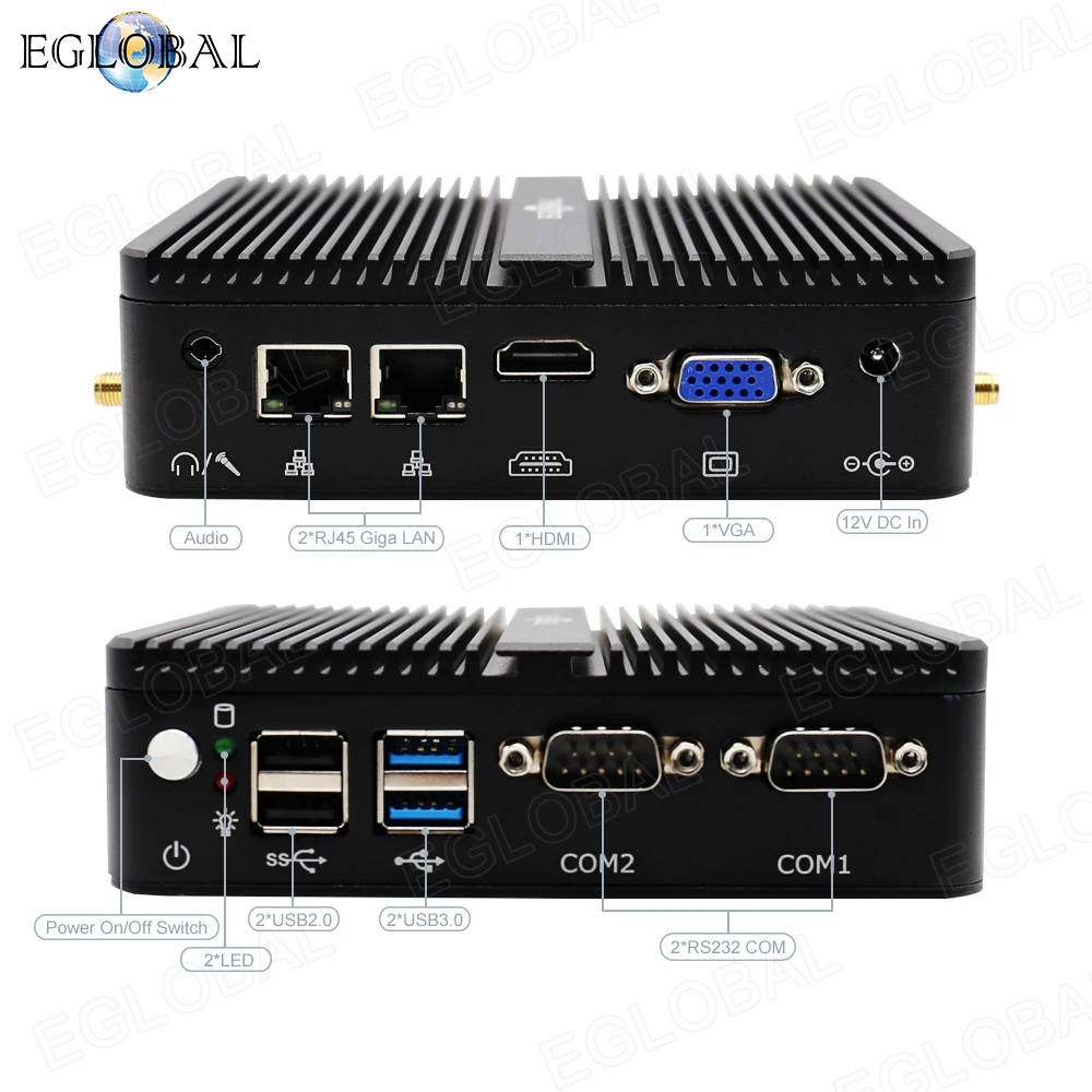 Самый дешевый мини-ПК Eglobal 2LAN 2COM для Intel Celeron J4125 2 0 ГГц четырехъядерный