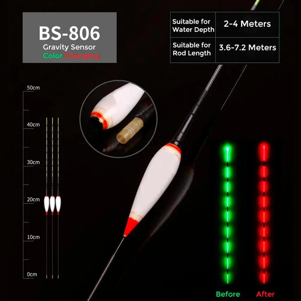 3 Sizes Smart Fishing Led Light Float Automatically Remind Fishing Float With Button Battery Smart Fishing led Float Tools
