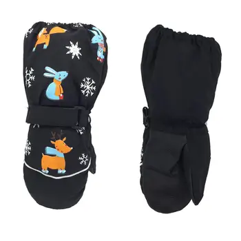 

1Pair Winter New Children Print Cartoon Deer Rabbit Thickening Ski Gloves Kids Windproof Waterproof Non-slip Long-sleeved Mitten