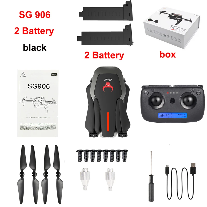 Black 2 Batteries SG906 gps Бесщеточный 4K RC Дрон с камерой сумка 5G Wifi FPV Дрон оптический поток позиционирования высота удержания RC Дрон - Цвет: Black 2 Batteries