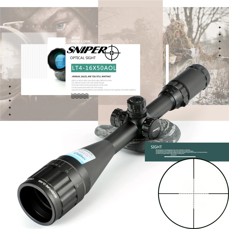 4-16x50 Tactical Sight Scope R//G Cross for Hunting Rifle Shotgun 20mm Rail Mount