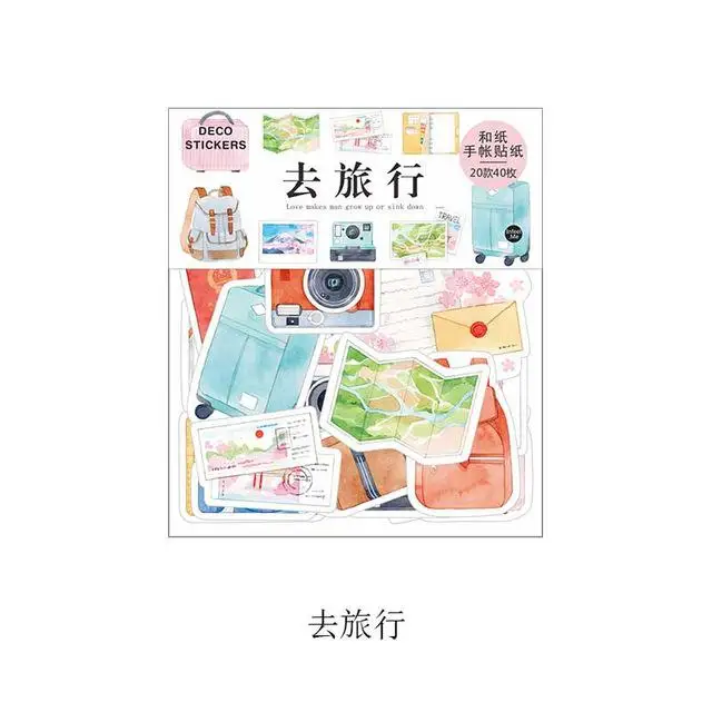 40 шт./упак. Sakura Label Journal кавайный дневник маленький бумажный туристический подарок декоративные японские милые наклейки Скрапбукинг хлопья DT006 - Цвет: Бургундия