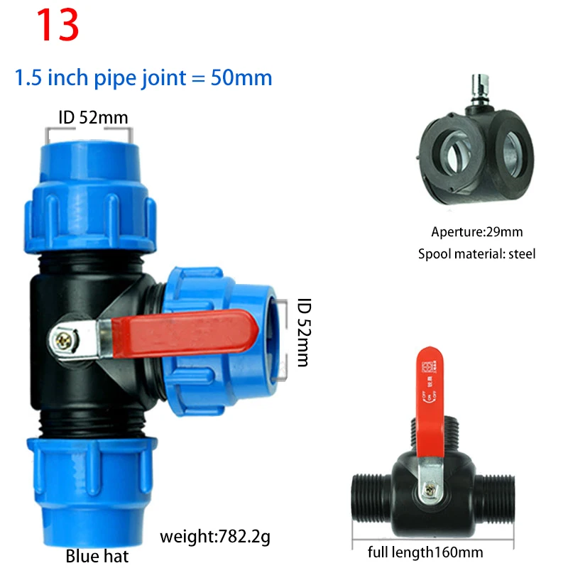 3 way pvc ball valve drip irrigation valve water shut off valve water