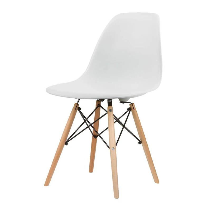 

Modern Side Chair with Natural Wood Legs Plastic Seat Simple Style for Kitchen Living Room Dining Room Office Home Furniture