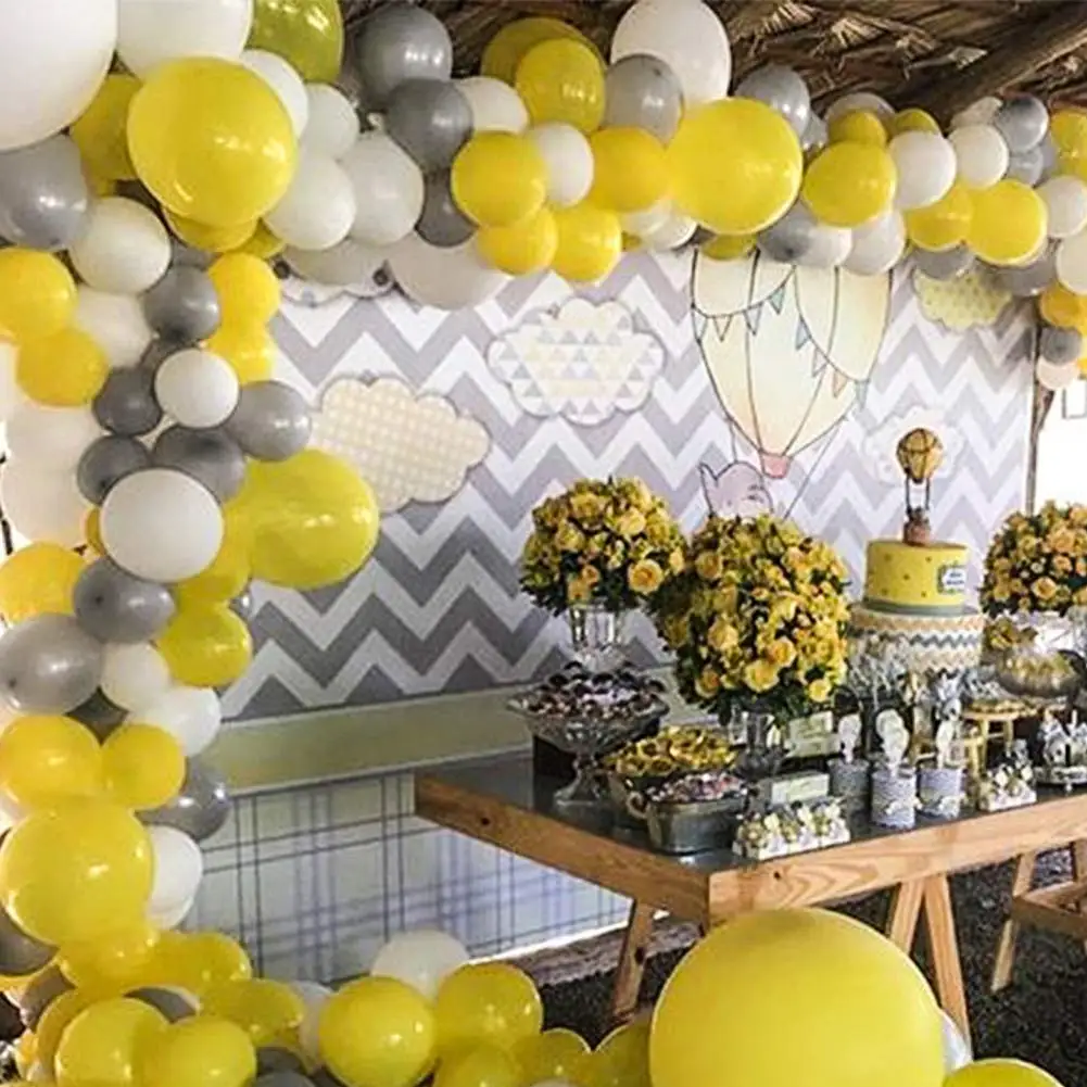 yellow and grey baby shower decorations