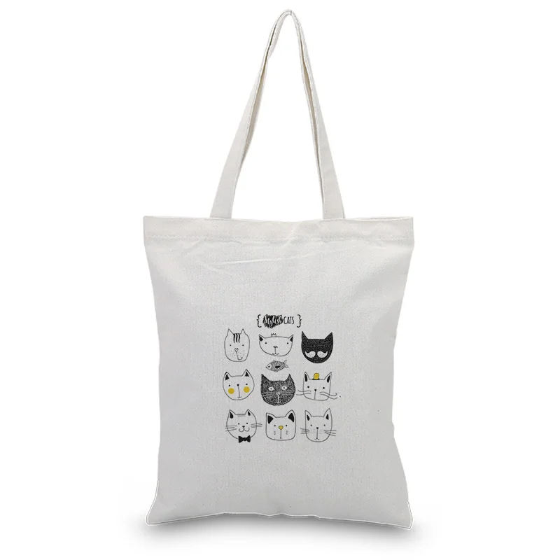 

canvas bag handbag animal text DIY handbag print customized printing logo daily use foldable shopping Reusable