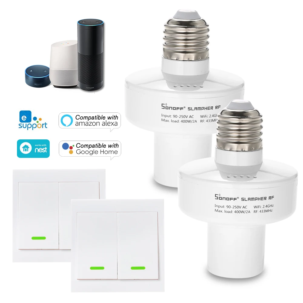 Умный держатель лампы SONOFF Slampher с Wi Fi E27 беспроводной панель переключателя 86 433 МГц