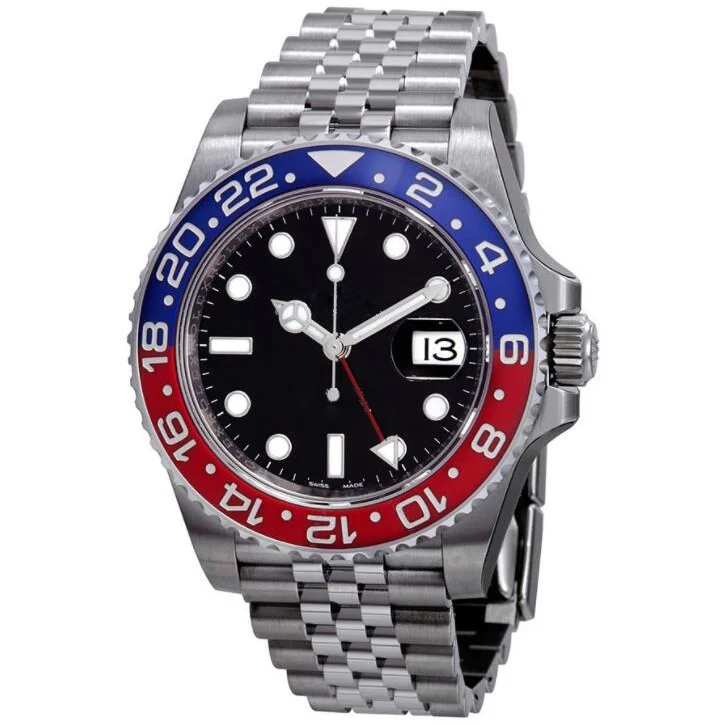 Роскошные часы черный красный керамический ободок GMT для мужчин автоматические часы сапфировое стекло aaa наручные часы