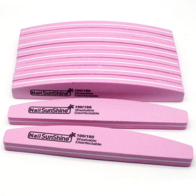 10 Pcs/Set Colorful 100/180 Nail File Buffing Crescent Beauty Tools