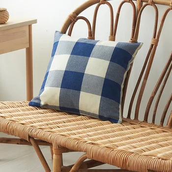 

Pillow Cover Home Sofa Decoration Cotton and Linen Lattice Stripe Cushion Cover Skin-friendly and Breathable Without Pillow Core